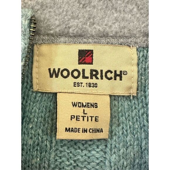 Woolrich Mint Green Ling Sleeve Zip Neck Wool Blend Sweater Petite Large - Picture 5 of 7